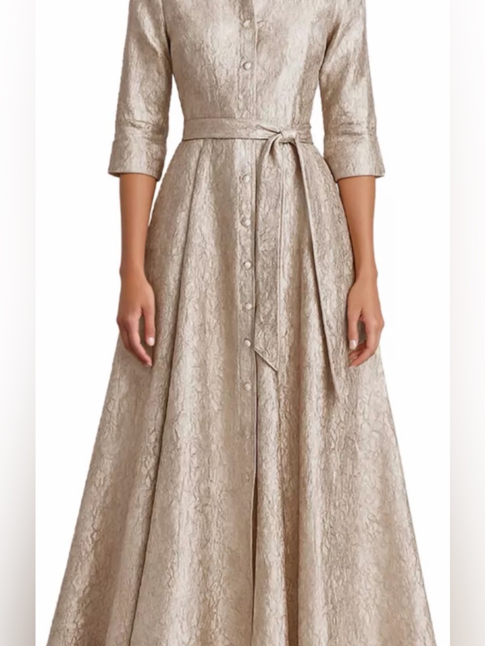 Rene by Rene Ruiz•$498•Jacquard Gown•Champagne•Maxi Dress•BRAND NEW•Wedding•MOB